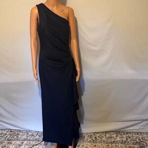 One-Shoulder Navy Blue Evening Dress
